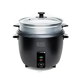 BLACK+DECKER BXRC1800E - Arrocera. 700W. Capacidad 1.8L. Revestimiento antiadherente. Función de cocción y mantenimiento del calor. Accesorio cocción al vapor. Blanco