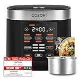 COSORI Arrocera con 17 Programas, Arrocera Electrica 1,8 L para 1-10 Personas, Olla Arrocera con 50 Recetas, Lógica Difusa, Vaporera con Inserto de Acero Inoxidable, Mantener Caliente, Temporizador