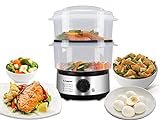 BEPER BC.261 Vaporera de 5 Litros con Temporizador - Vaporera Cocinar Vapor Arroz, Pescado, Raviolis, Verduras y Carne, Sin BPA