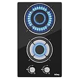 IsEasy Placa de gas con 2 quemadores, autosuficiente – Cocina empotrable – gas natural/propano (cristal)