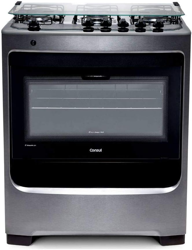 Fogão Consul 5 bocas cor Inox com botões removíveis - CFS5NAR