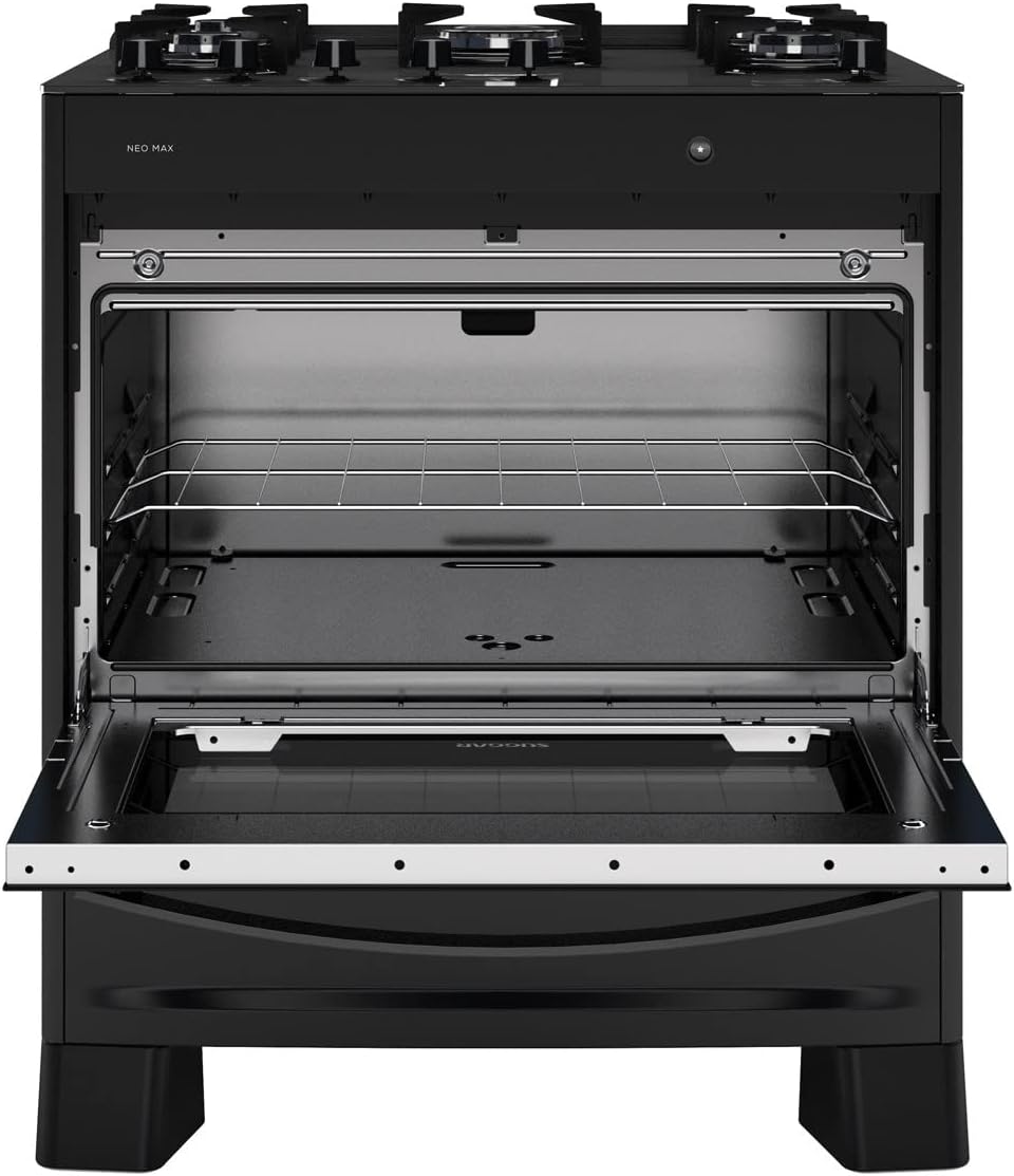 Fogão Neo Max Mesa de Vidro 5 Bocas Preto - SUGGAR - FGV503PT